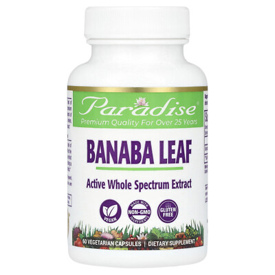 Paradise Herbs Banaba Leaf 60 Veggie Caps Allergen-Free, Preservative-Free,