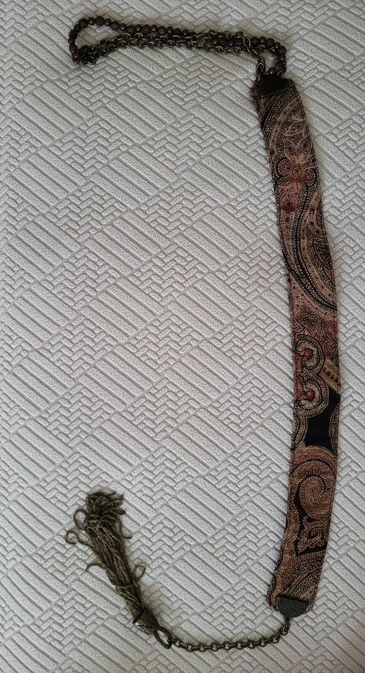 ETRO женщин красный черный гобелен пояс с цепочками бисер кисточки размер L РЕДКАЯ - Изображение 2 из 4