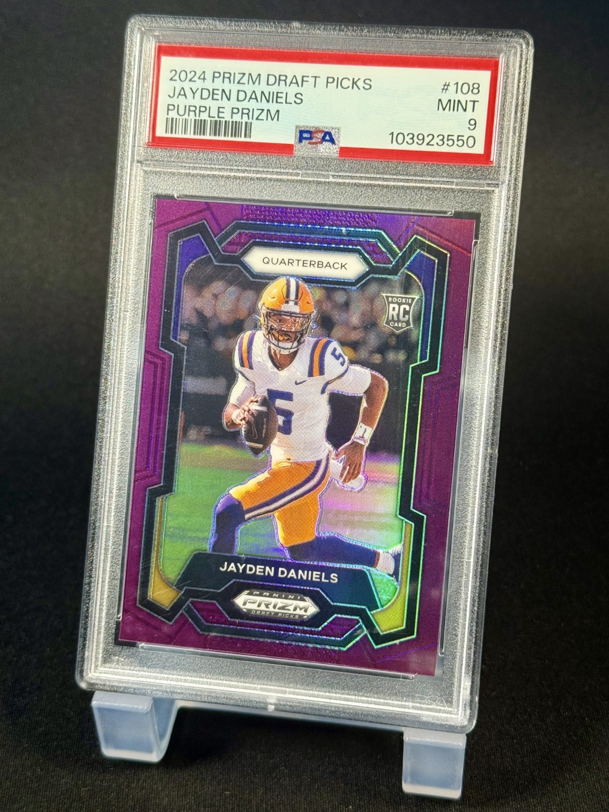 2024 Prizm Draft Picks Jayden Daniels Purple Prizm RC /75 PSA MINT 9 Rookie #108