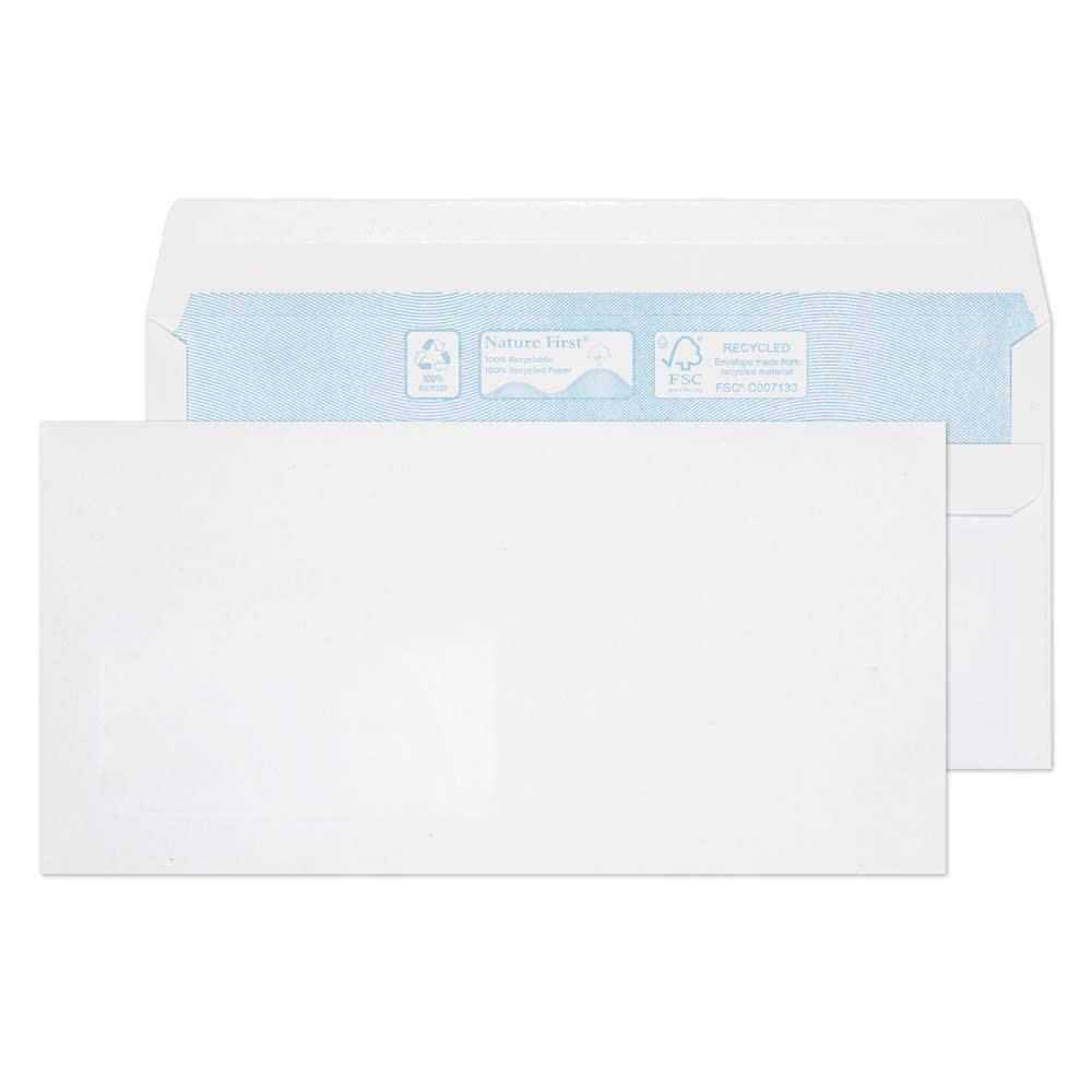 Enveloppes recyclées DL 110 x 220 mm opaques à bande adhésive pour factures