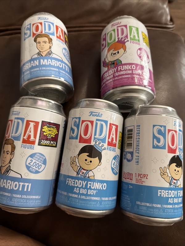 4 Funko fundays SODAs  Brian Mariotti Sealed LE 2000 And Freddy Funko
