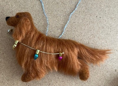 IRISH SETTER mit WEIHNACHTSBELEUCHTUNG - Teil Nadelfilz HUND