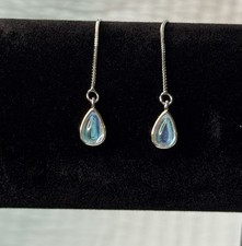New Elegant 925 Sterling Silver Drop Colorful Droplet Threader Dangle Earrings