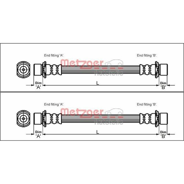 2X Metzger BremsschlÄUche Vorne Innen Beidseitig Passend FÜR Toyota Previa-image