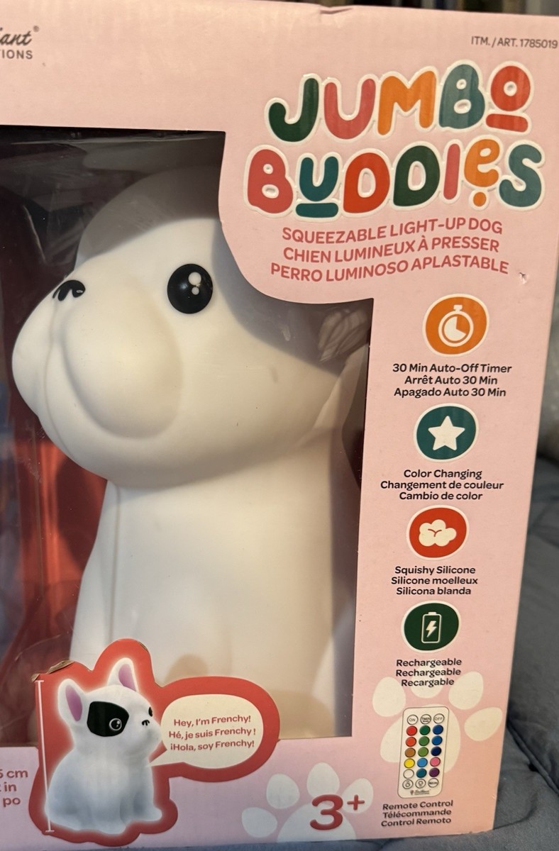 Jumbo Buddies Squeezable Lamp Frenchy Dog Dimmable Nursery Kid