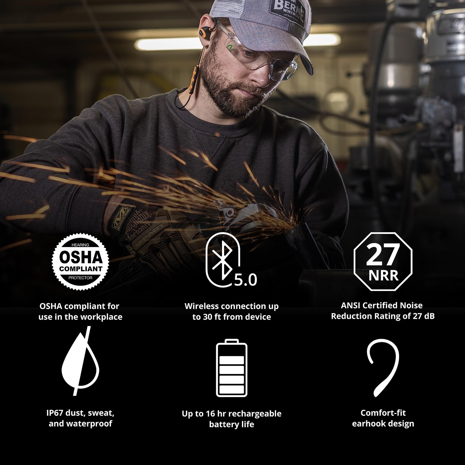 ISOtunes Pro 2.0 Bluetooth Noise Cancelling Headphones with Memory Foam Eartips