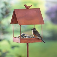 "Rost Garten Stecker \"Vogelhaus\" Metall, Vogel Futter HäUschen, Futterhaus"