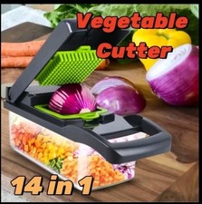 Vegetable Chopper with Container - Multifunctional Vegetable Cutter, 14 In 1