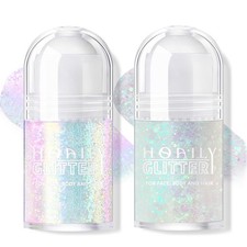 HOSAILY 2 Colors Roll-on Body Glitter Gel, Holographic Sparkling Pink Mermaid