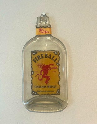 Fireball Cinnamon Whisky Clear Glass Liquor Slumped Bottle Wall Hanging Decor