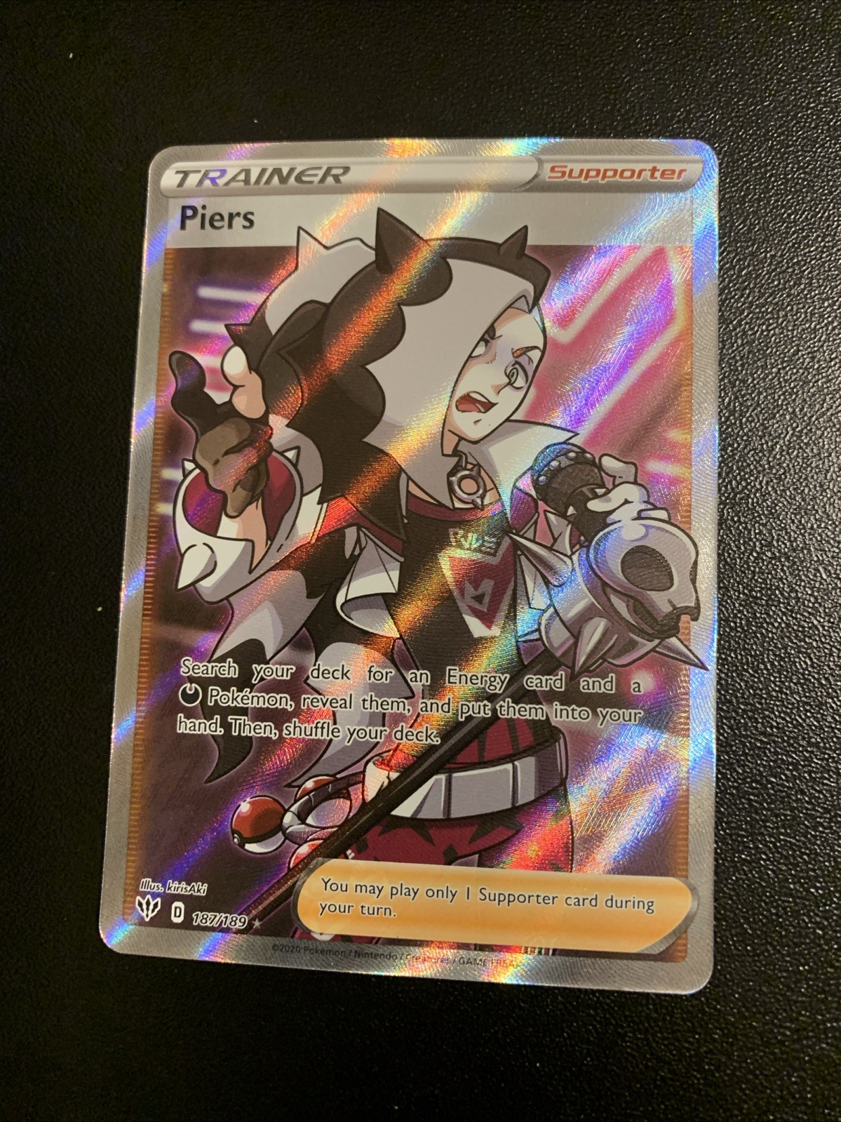 Piers 187/189 Darkness Ablaze NM Full Art Ultra Rare Pokemon Card