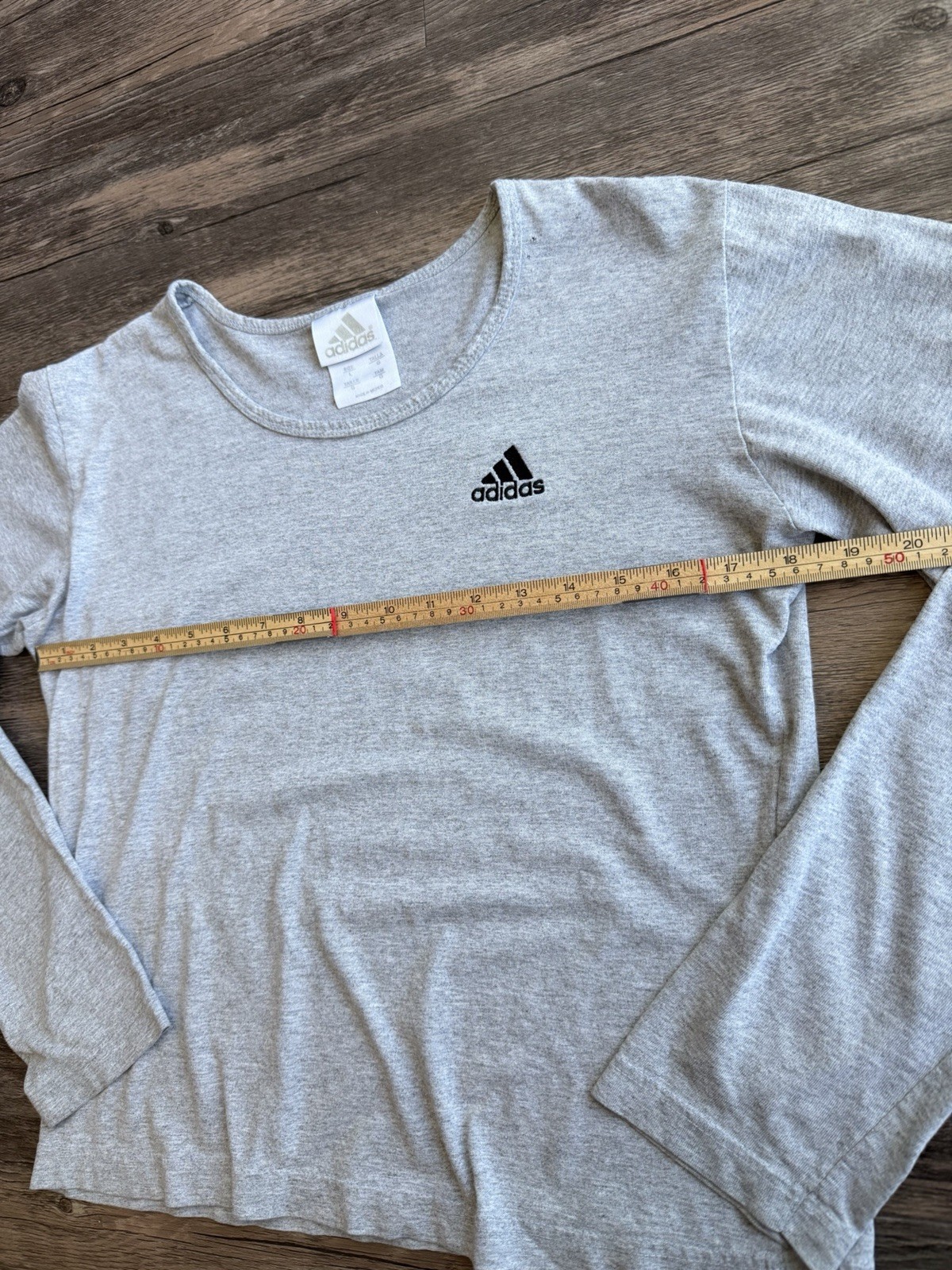 Adidas Top Womens XL Gray Long Sleeve Cropped Boxy Casual Low Neck Athleisure thumbnail 6