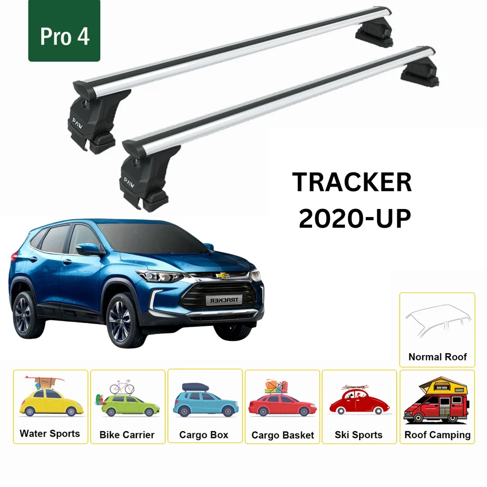 For Chevrolet Tracker 2020-2025 Roof Rack Cross Bars Normal Roof Alu Silver - Image 2 of 4