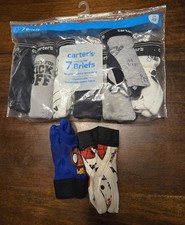 Carters Size 2/3 Boys Briefs Underwear New Lot Of 9, 7 Sports Theme 2 Spiderman