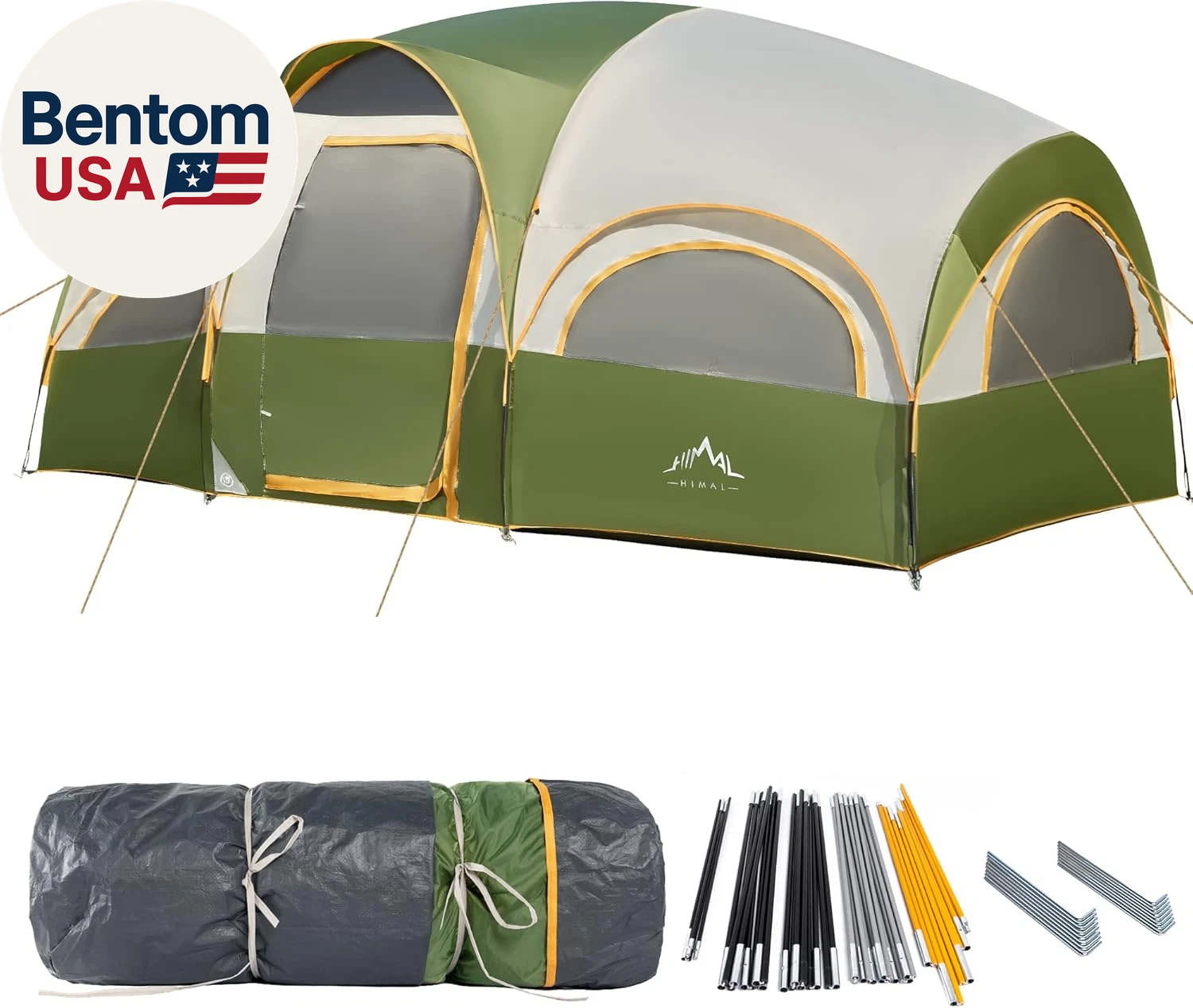 8 Person Tent for Camping, Waterproof Windproof Family Tent with Rainfly, Divide