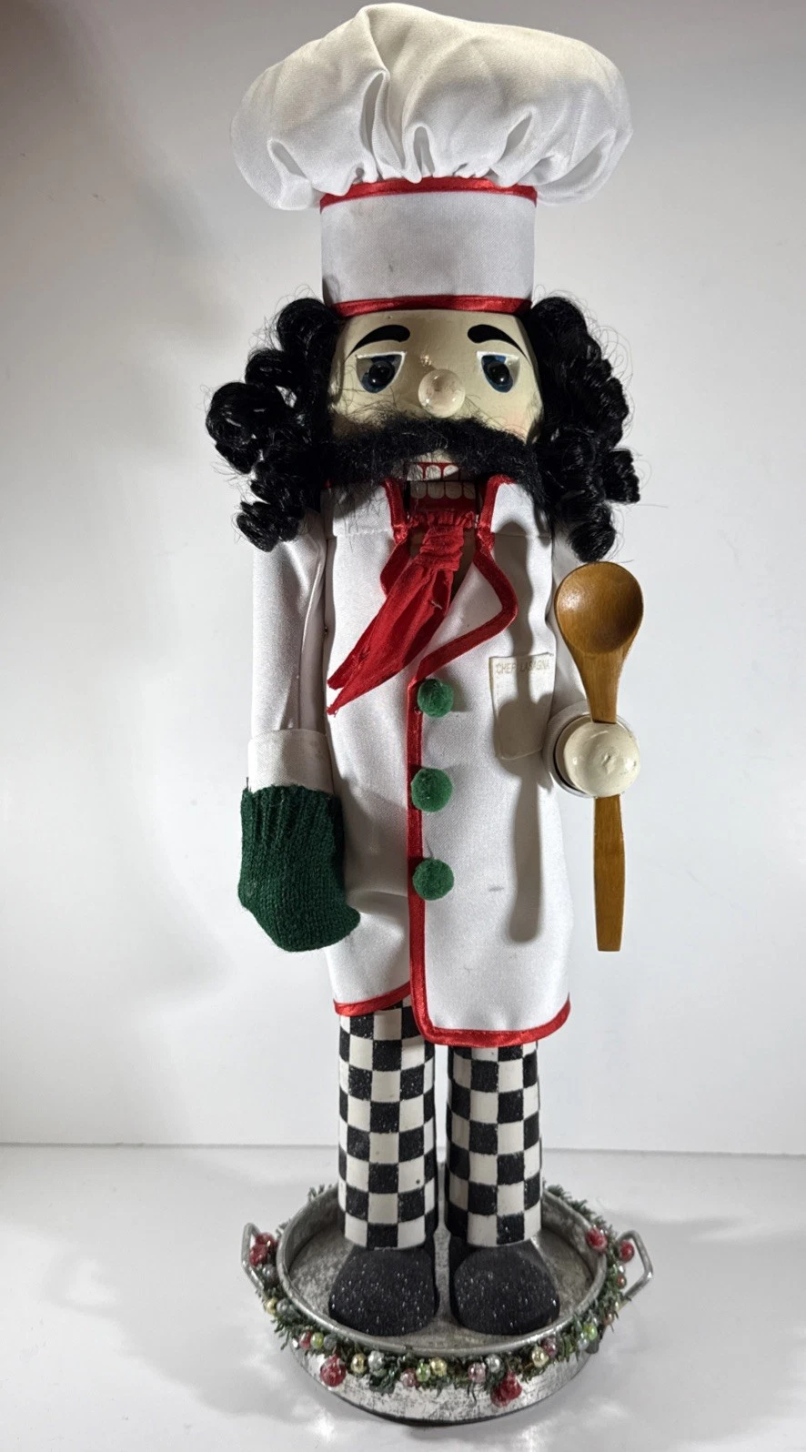 Kringle Express 16” Wooden Chef Lasagna Nutcracker Holiday Kitchen Decor