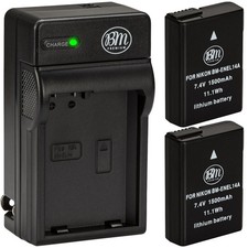 BM 2X EN-EL14a Batteries Charger for Nikon D3100, D3200, D3300, D3400, D3500