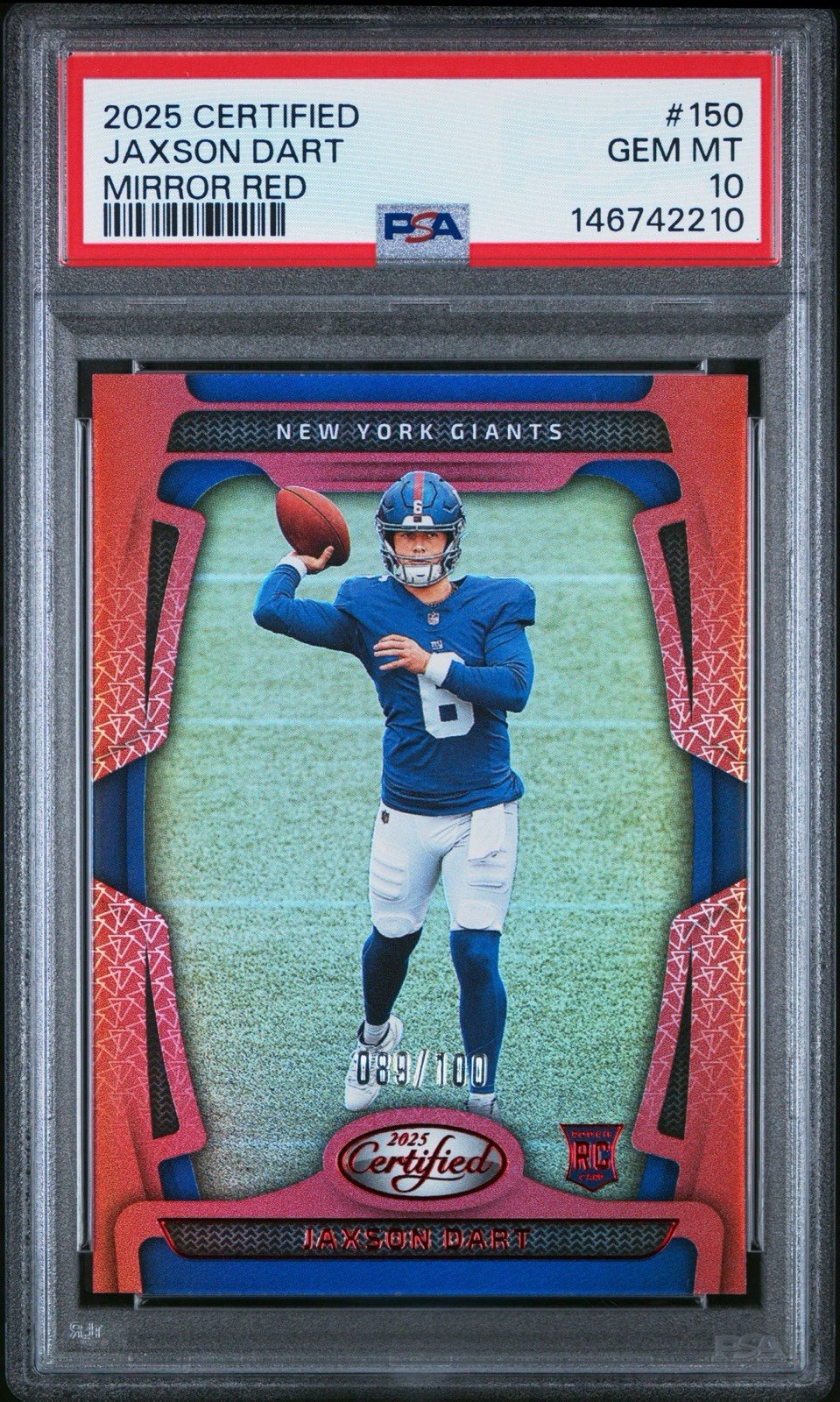 Jaxson Dart Panini Certified #150 Mirror Red
