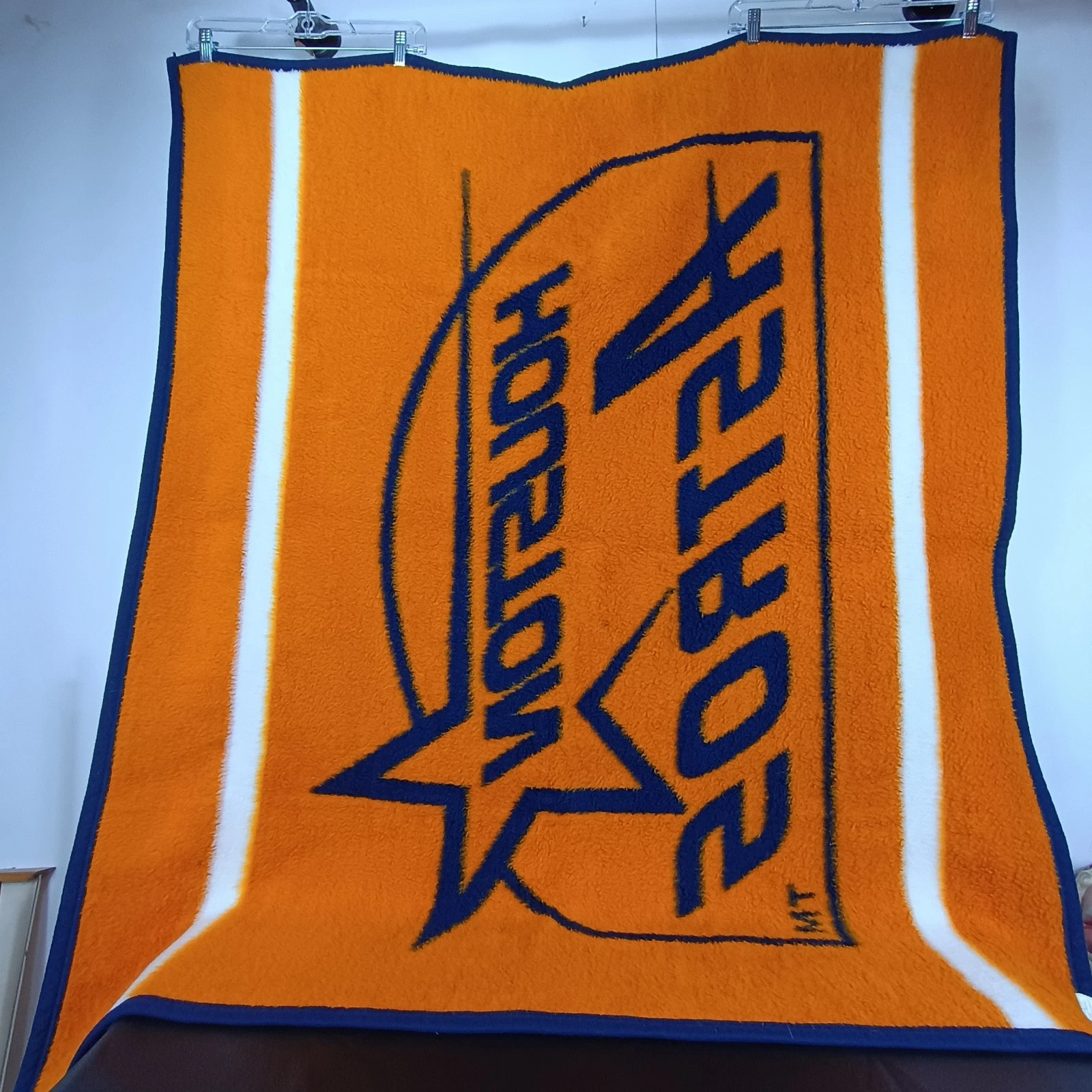 Vintage 1994 Houston Astros Biederlack Fleece Throw Blanket 48 X 55" Navy/Orange