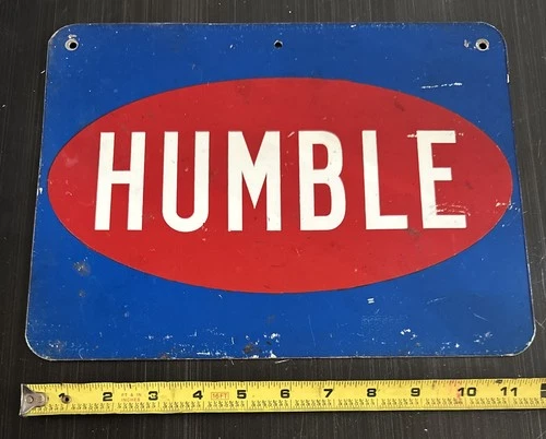 VINTAGE HUMBLE GAS METAL SIGN 12” X 9” Original Metal Sign