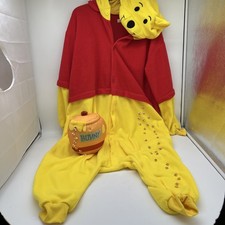 Winnie The Pooh Costume/ Pajama Size Adult Small W/ Pockets. Comes W/ Honey Pot