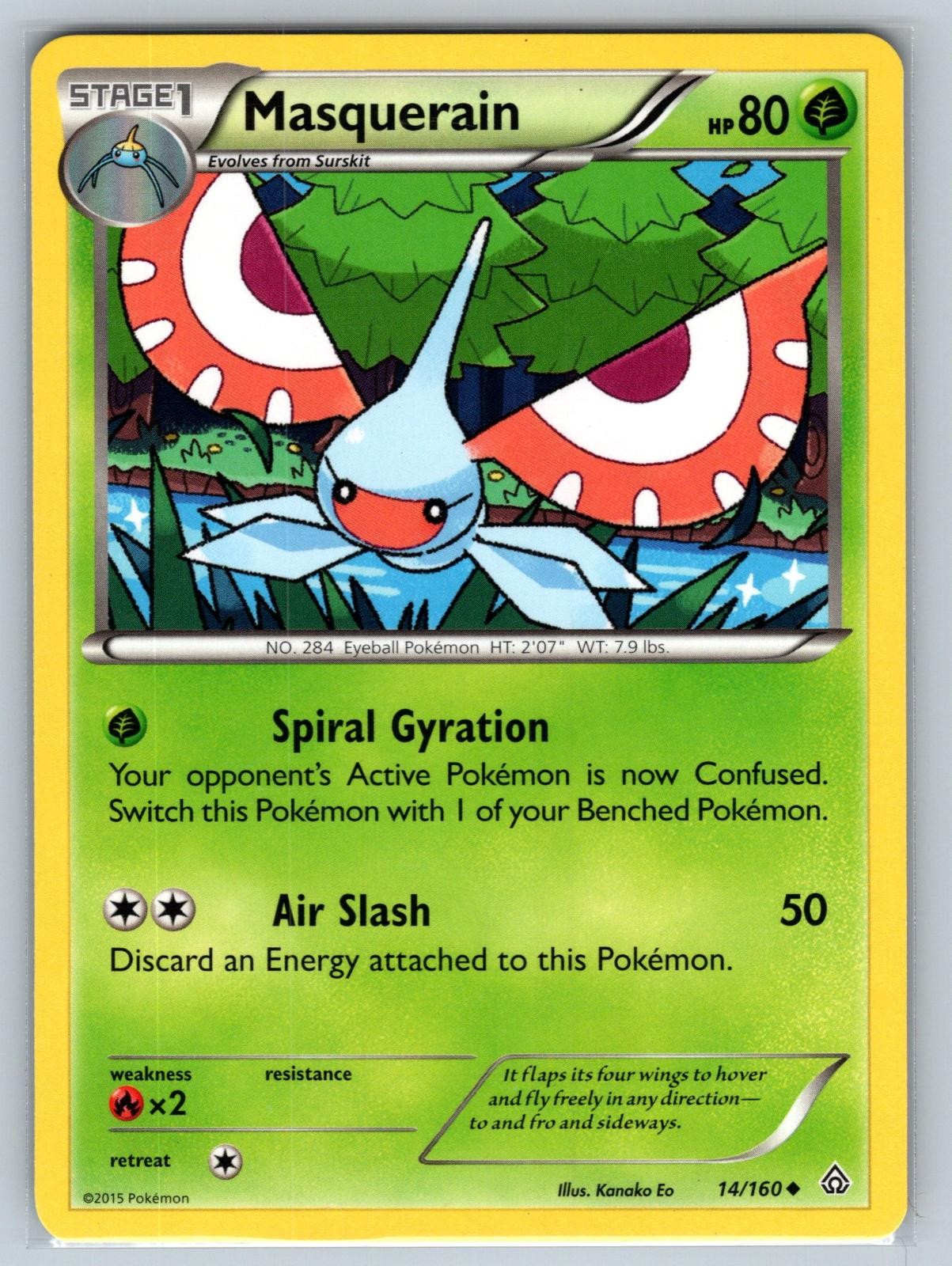 Masquerain 14/160 Uncommon Primal Clash Pokemon Lightly Played