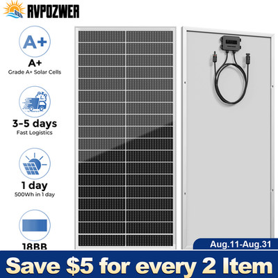 100W Watt Mono N-Type Solar Panel 18BB 25% Boat High Conversion RV Home Car