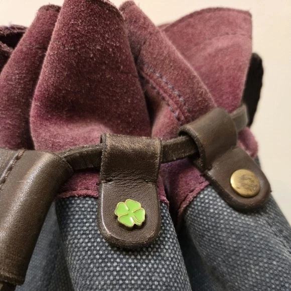 Lucky Brand Canvas Suede Backpack | Boho Vintage | Leather Trim | Unique - Image 4 of 4