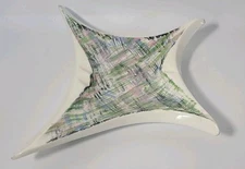 Vintage MCM Holland Mold Sculpted Ceramic Atomic Star Ashtray Trinket      (K11)