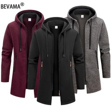 Mens Zip Up Hooded Sweatshirt Long Winter Warm Jacket Coat Tops Streetwear S-3XL