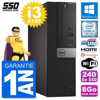 Dell OptiPlex 5050 SFF PC i3-6100 8GB RAM 240GB SSD HDMI Wifi Windows 10 Schwarz