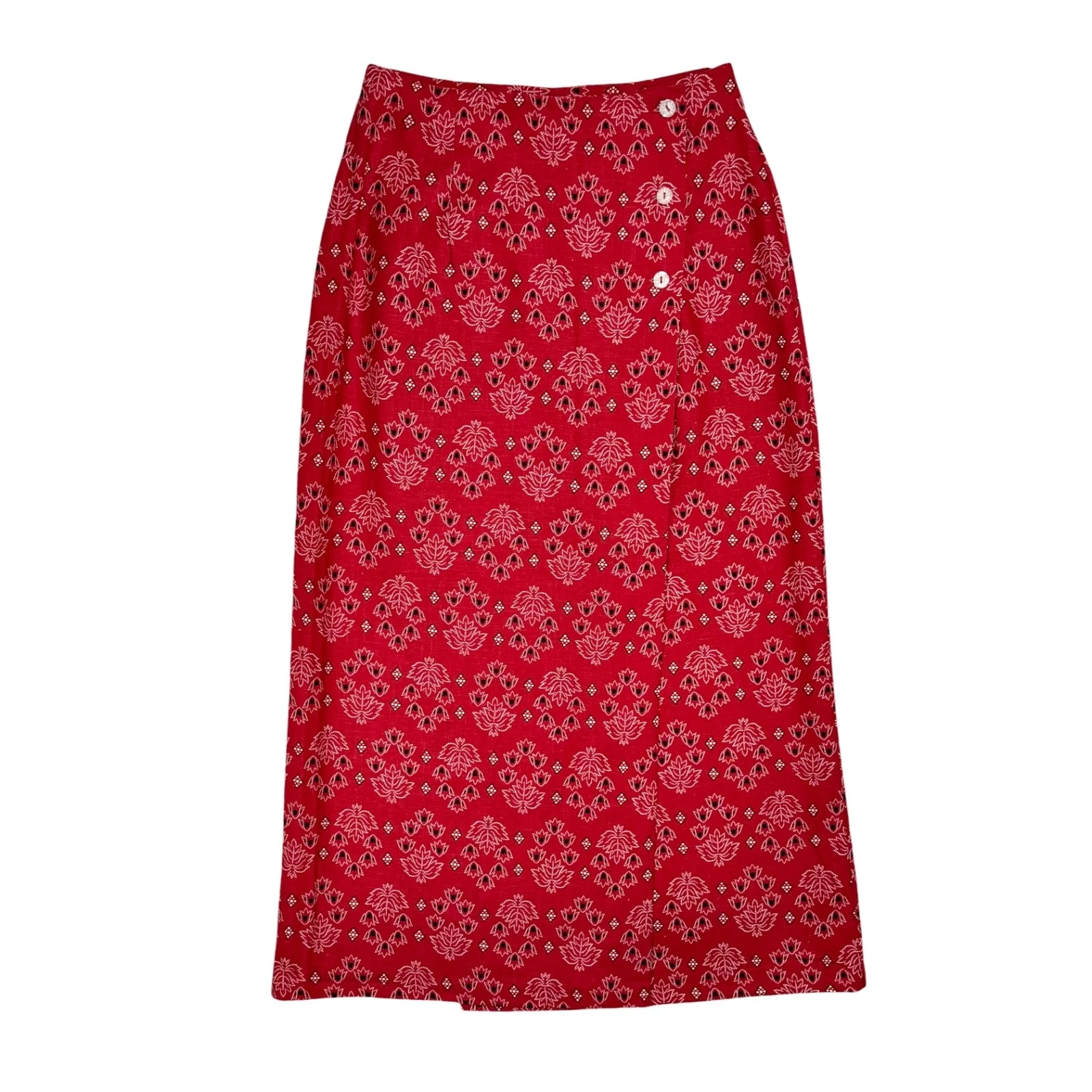 VTG Coldwater Creek Bandana Wrap Maxi Skirt Sz S Linen Blend Western Americana