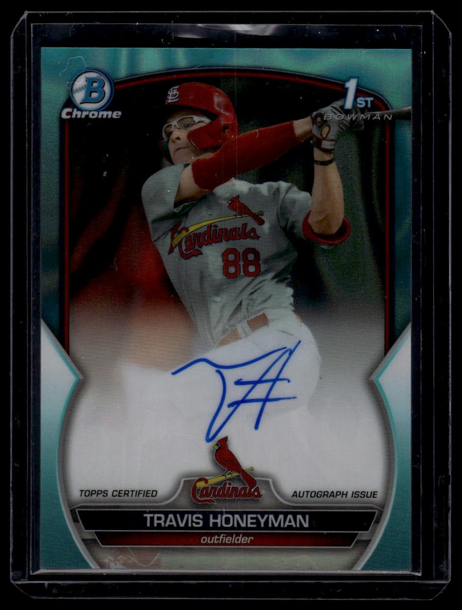 2023 Bowman Draft #CDA-TH Travis Honeyman Chrome Auto Aqua Lava Refractor #/199
