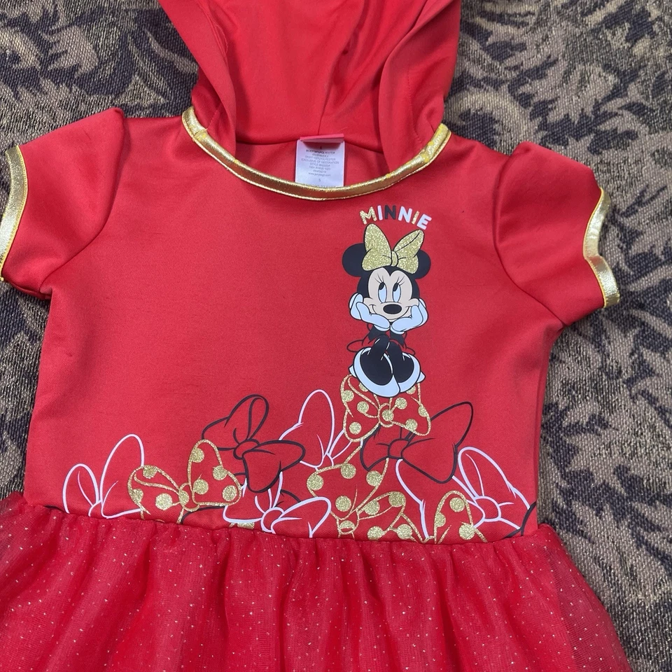 Disney Minnie Mouse Sleeve Tutu Red Dress-hoodie Girls Size Size 5 - Image 2 of 4
