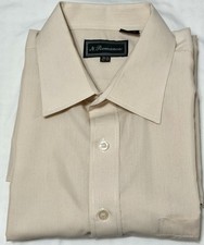 N. Romanov Men s Size 16.5 32-33 Button Down Beige Long Sleeve Dress Shirt