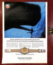 1989 TAG Heuer Diving Watch Vintage Print Ad XL 11x14 - Cachalot Whale