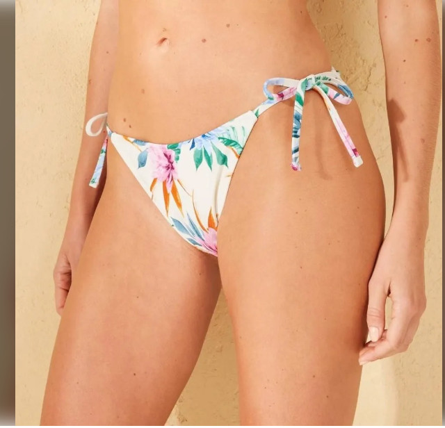 Women's Side-Tie Medium Coverage Bikini Bottom - Shade & Shore Multi Tropical M