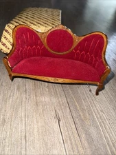 Vintage Mini Victorian Sofa Couch Concord Dollhouse Furniture 1 BROKEN LEG