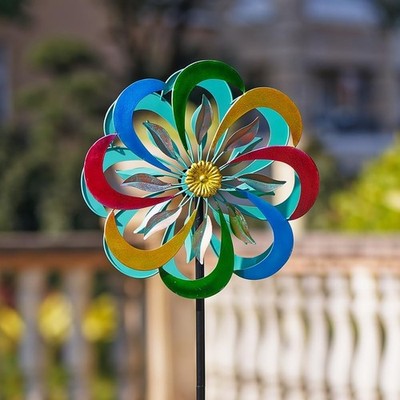 59'' Viveta Kinetic Wind Spinners Double Wind Sculpture Metal Windmills Outdoor