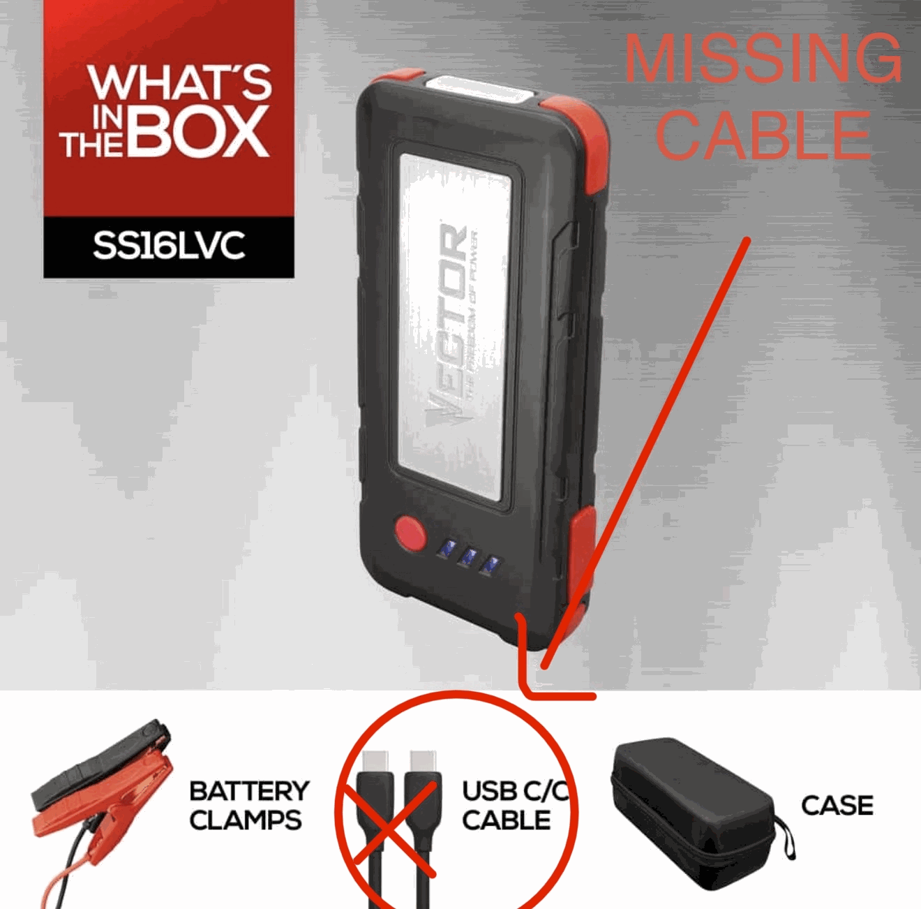 VECTOR 1600 Peak Amp Automotive Lithium Jump Starter, Portable Power ...