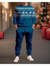 Men'S Winter Casual Tracksuit Set Featuring a Round Neck And Long Sleeves, Desig