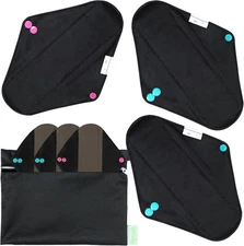 wegreeco Charcoal Reusable Menstrual Pads - Small (Pack of 6), Black 