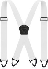 Sintege X Back Hidden Suspender 1.5 Inches Under Clothing Heavy Duty White