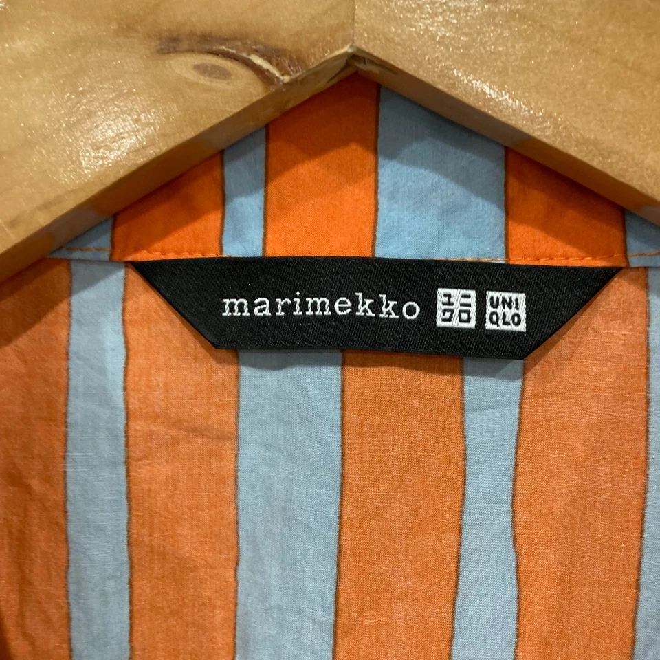 Camisa Uniqlo Marimekko Mujer Pequeña Mediana Naranja Rayas Manga Corta 35808 Foto 4 de 4