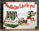 VINTAGE 1964 DATED MOUNTAIN DEW 12” PORCELAIN SIGN SODA POP COKE BEVERAGE
