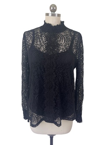 Cable & Gauge Y2K Blouse Womens XL Black Lace Long Sleeve Whimisgoth Witchy Boho