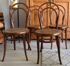 4x Orig. THONET Bugholz-Stuhl Nr. 14 Rosewood-Optik rar Wiener Geflecht um 1875