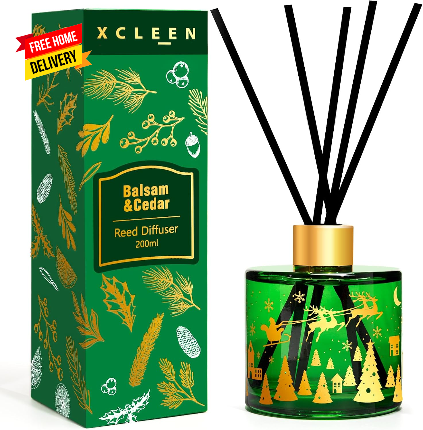 Reed Diffuser Set, 6.7 Oz Balsam & Cedar Scented Oil Diffuser with Sticks, Decor-image