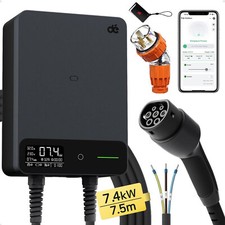 7.4kW Type 2 EV Charging Station App Control Electric Vehicle Charger 7.5m WiFi