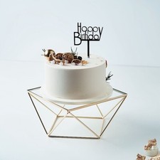 12-Inch Gold Clear Metal Glass Geometric CAKE STAND Party Wedding Decorations